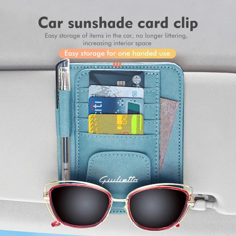Car Stickers For Alfa Romeo Car Sunshade Storage Bag Card Sunglasses Organizer Holder Accessories For Alfa Romeo GT Stelvio F1 B