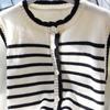 Stripe Short Sweater Coat Women Loose Outwear Cardigan Spring Korean Version Fake Two Piece Splice Knitted Cardigan Sweater