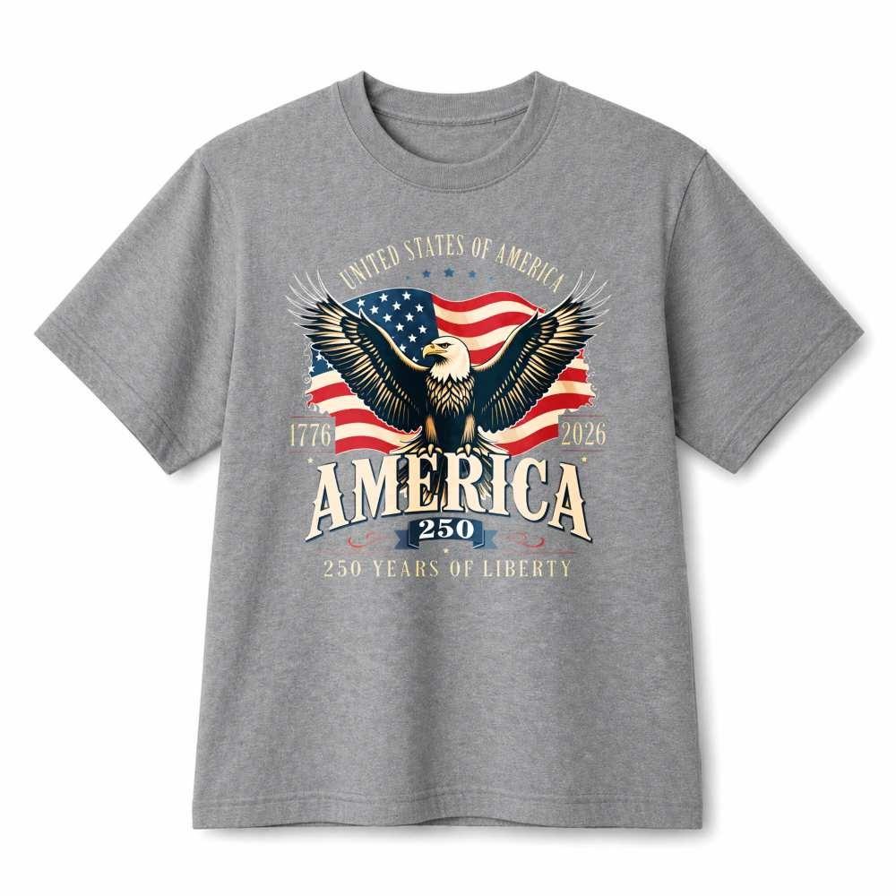 America 250th Anniversary Retro Eagle Patriotic Graphic Cotton T-Shirt Unisex