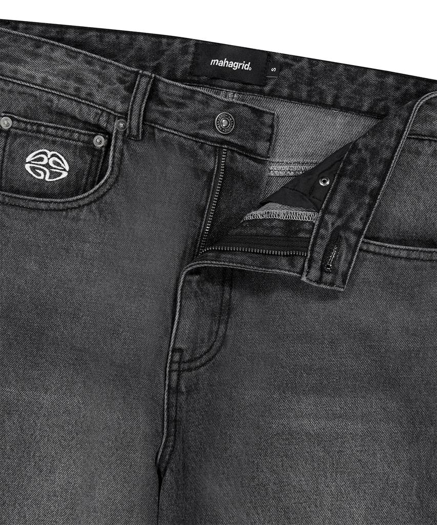 MAHAGRID Back Logo Washed Denim Pant Black(Mg2Ffmd113A)