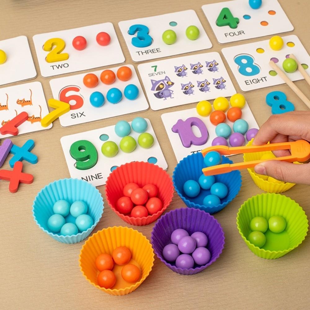 Wooden Clip Beads Toy Early Educational Color Sorting Matching Toy Montessori Classroom
