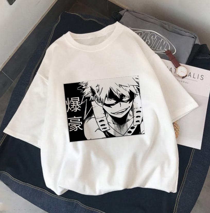 My Boku No Hero Academia Katsuki Bakugou Топ с принтом Harajuku, женская футболка, повседневные женские базовые футболки с круглым вырезом и короткими рукавами