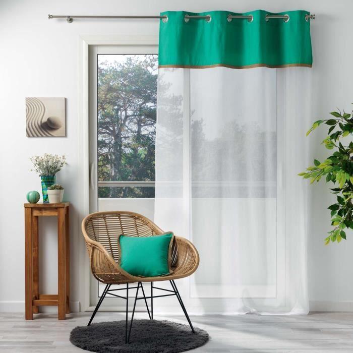 Rideau Voile - Kelonia - 140x280cm - Vert - Oeillets en métal - Lavable en machine à 30°