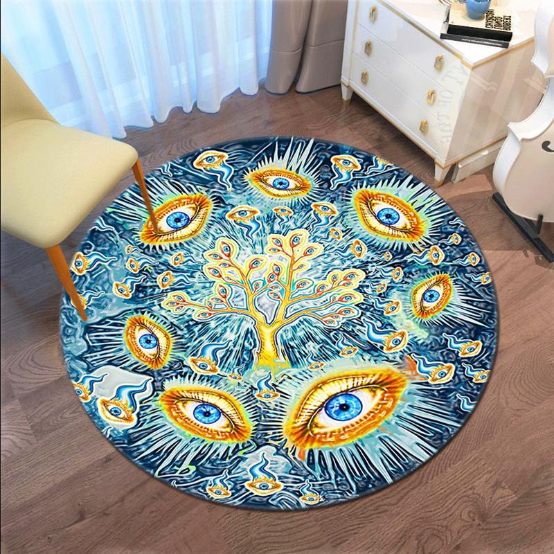 Mystic Eye Mandala Art Round Rug Home Soft Decorative Anti Slip Yoga Table And Chair Mat Carpet Outdoor Floor Mat Carpet S3
