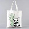 Cute Panda Canvas Shoulder Bag For Women Large Capacity Eco Friendly Tote For Travel And Shopping