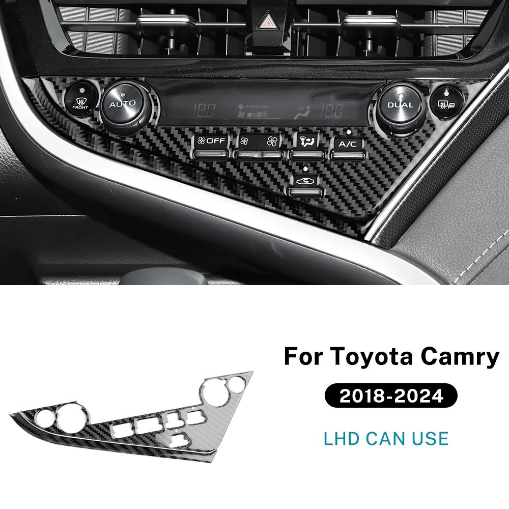 For Toyota Camry 2018 2019 2020 2021 2022 Real Soft Carbon Fiber LHD Car Central Control Button Frame Interior Trim Accessories