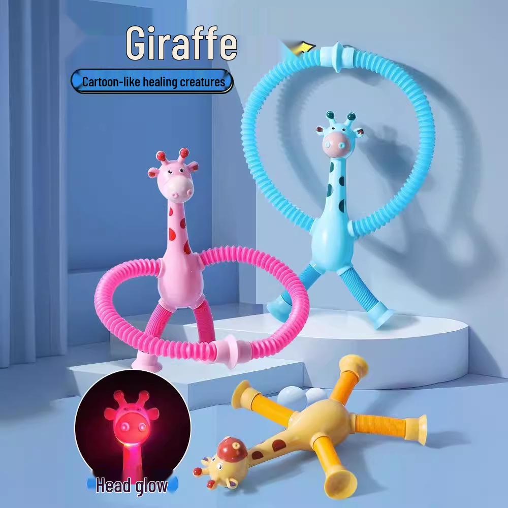 Extendable Luminous Giraffe Robot Toy - Creative Educational Cartoon for Kids