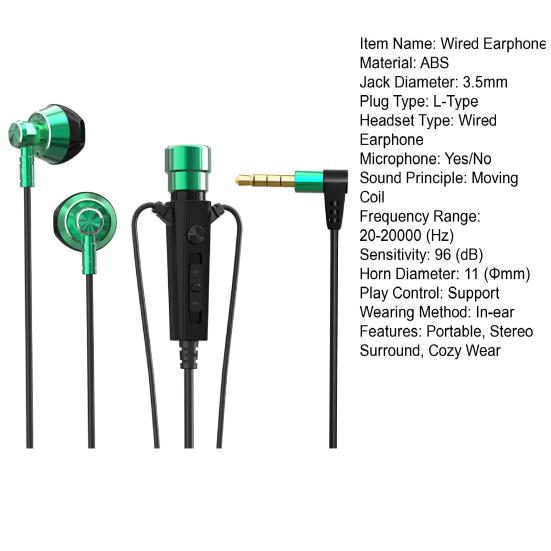 Музыкальные наушники с микрофоном, многофункциональное проводное управление, разъем 3,5 мм, стереофонический объемный звук, HD-совместимый переносной портативный телефон для звонков