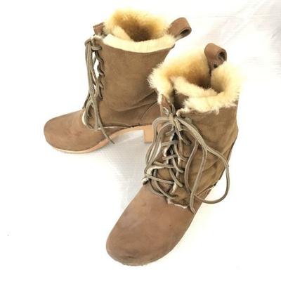 Теплые дубленки на шнуровке [36/22.5-23.0/Коричневый](ИСПОЛЬЗОВАЛ)