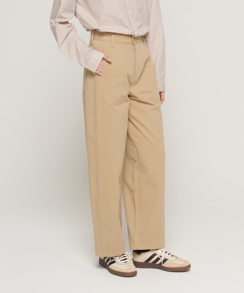 CARGOBROS FOR WOMAN Curved Stitch Bio Cotton Pants (Beige)