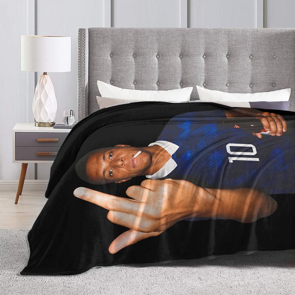M-Mbappes Smoking & Drinking Funny Meme Knitted Blanket Flannel Throw Blanket Airplane Travel Printed Soft Warm Bedsprea,