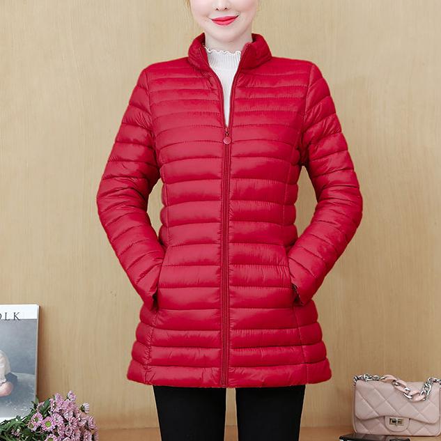 Women's Winter Thickened Waisted Standing Collar Plus Size Warm Jacket Loose Windproof Warm Top