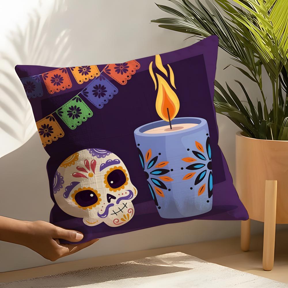 Festival DDia de Muertos  Pillow Case Linen Cushion Covers For Decorative Sofa Home Pillows Case Car Chair Pillows Cases