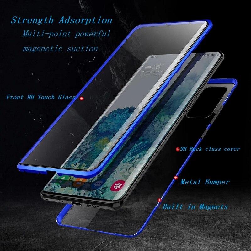 Двусторонний магнитный металлический чехол для Samsung Galaxy S23 S22 S21 S20 Plus Ultra S21 S20 FE A14 A24 A34 A54 A13 A23 A33 A53 A12 A22 A32 A52 A72 A71 A51