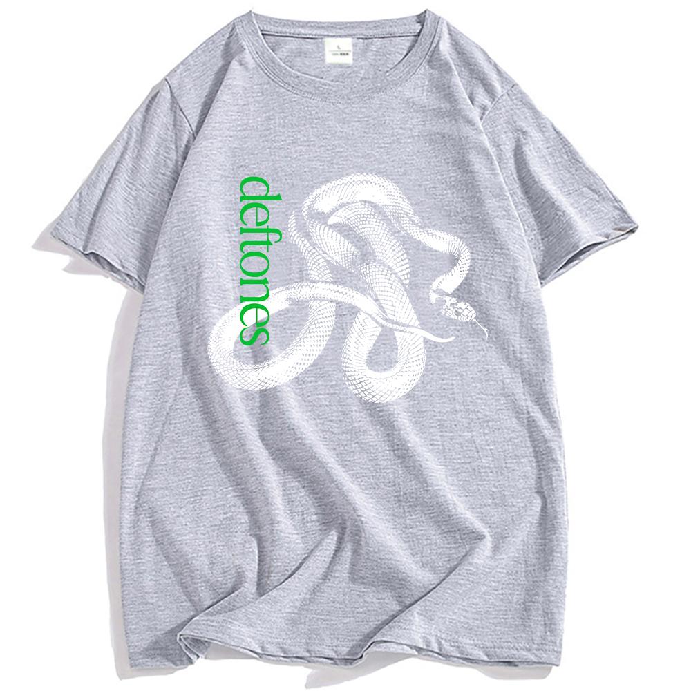 Унисекс хлопковая футболка с графикой змеи Deftones - Повседневная с коротким рукавом стандартной посадки