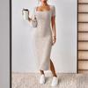 Summer Women's Fashion Square Collar Sexy Slim-fit Split Buttock Wrap Dress