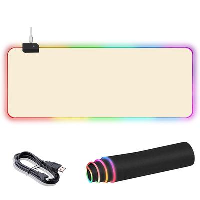 Большой игровой коврик для мыши с 12 эффектами RGB-подсветки, водонепроницаемой поверхностью из мультиспандекса и нескользящей резиновой основой, 800*300*4мм (Молочно-коричневый)