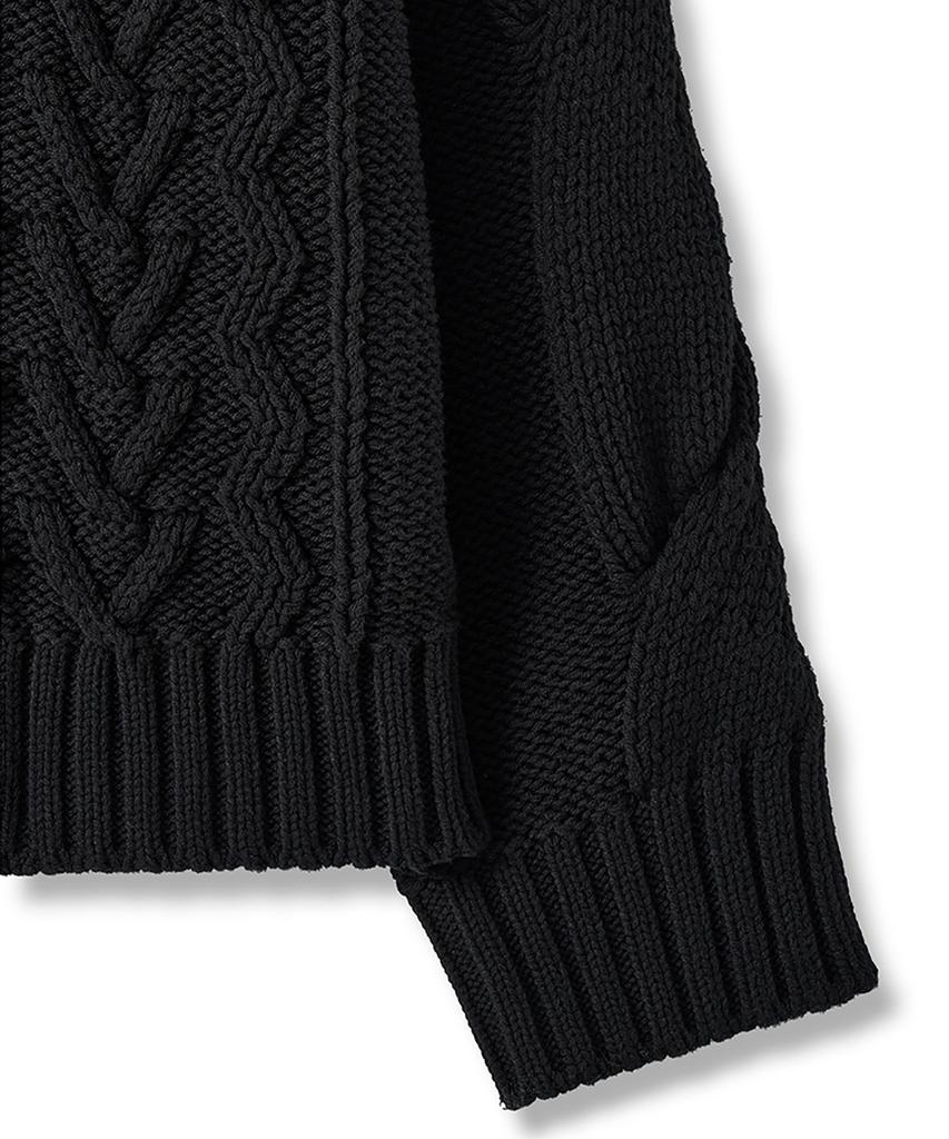 NOIRER Heavy Multi-Cable Oversized Sweater (Black)