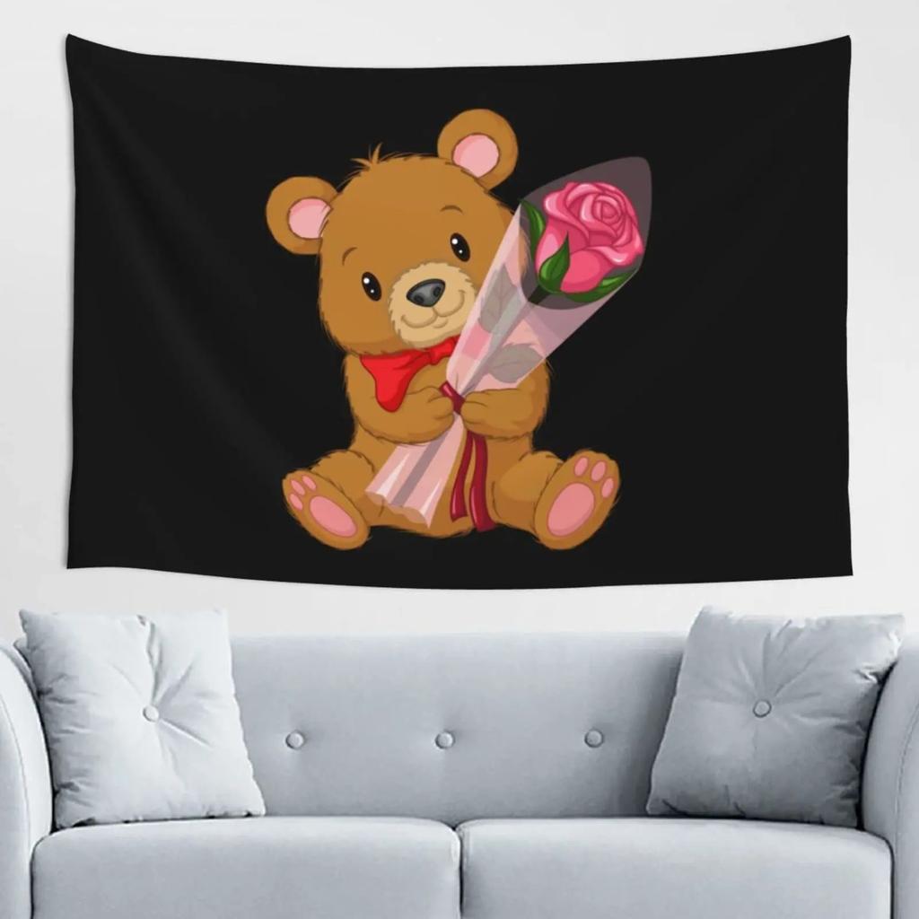 Cartoon Bear Background Cloth Office Living Room Tapestry Home Wall Decoration Tapestry