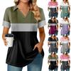 Womens Short Sleeve T Shirts Pleated V Neck Printing Tee Collared Summer Tops Fashion Business Casual Work