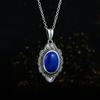 Ожерелье из стерлингового серебра 925 пробы, винтажные овальные подвески из лазурита, ожерелье, ювелирные изделия для женщин, подарки на день рождения, ювелирные украшения