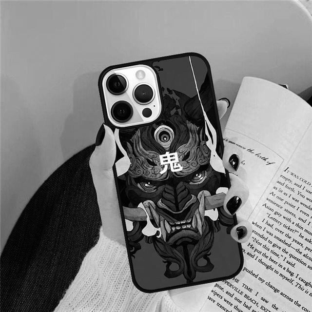 Чехол-бампер с маской Они для iPhone 17 Air 15 16 14 13 12 Pro Max 11 Pro Max Plus Coque Shell