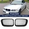 ABS High Quality Front Bumper Kidney Grilles Gloss Black Single Line Slat Car Styling For BMW E46 3 Series 4 Door