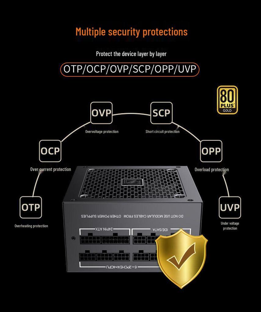 Полностью модульный ATX блок питания Raidmax 1000W Gold для бесшумного настольного ПК