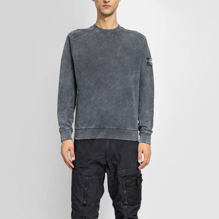 Stone Island Crew Neck Pullover Distressed Long Sleeve Sweater Men sweater Gray 731562290-V2M35
