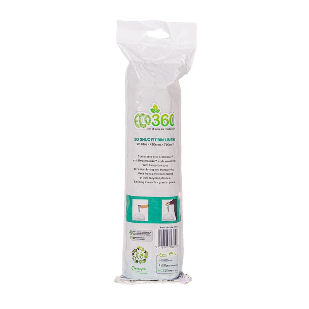 Eco360 Extra Strong Kitchen Drawstring Bin Liners 20L 20pk
