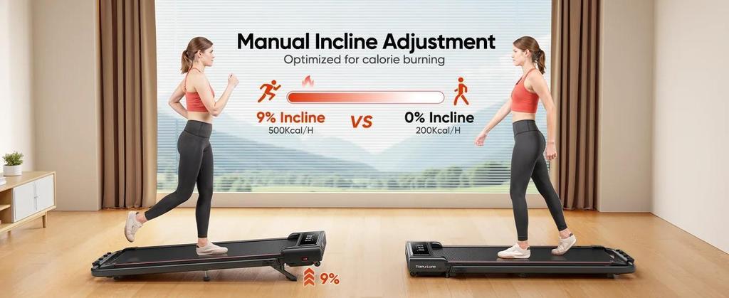 2026 Treadmill TP4 4in1 Faltbares Laufband, 12km/h, 9% Neigung, 2,5 PS Motor, Fernbedienung & LED Display, Platzsparend for Home & Office