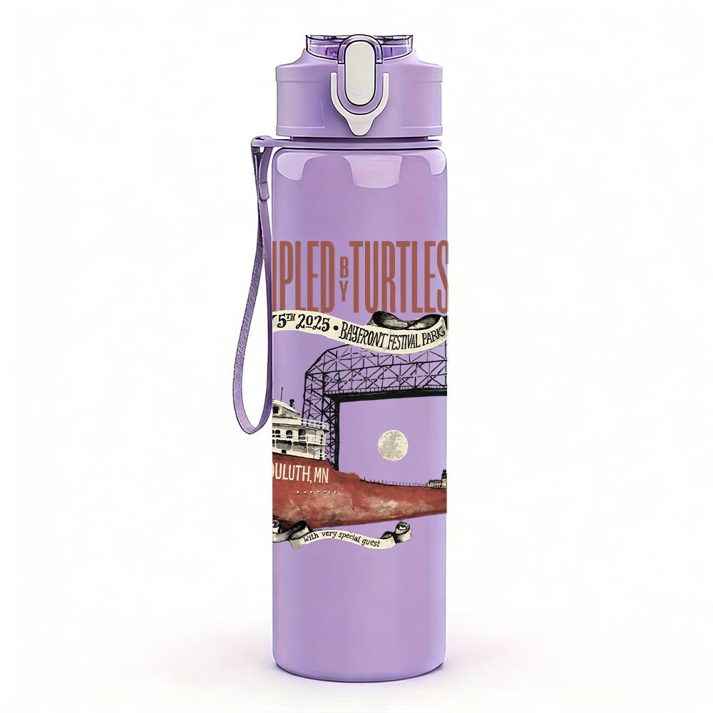 1PC Vintage Western Pistol Text Graphic Print 750ml Portable Sports Water Bottle Leakproof Gym Outdoor Travel Drink Cup