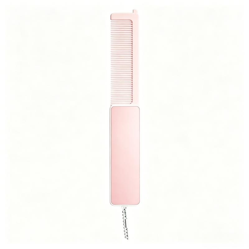 2 in 1 Anti-Static Foldable Hair Comb with Small Makeup Mirror Mini Portable for Travel Cosmetic Touch-ups