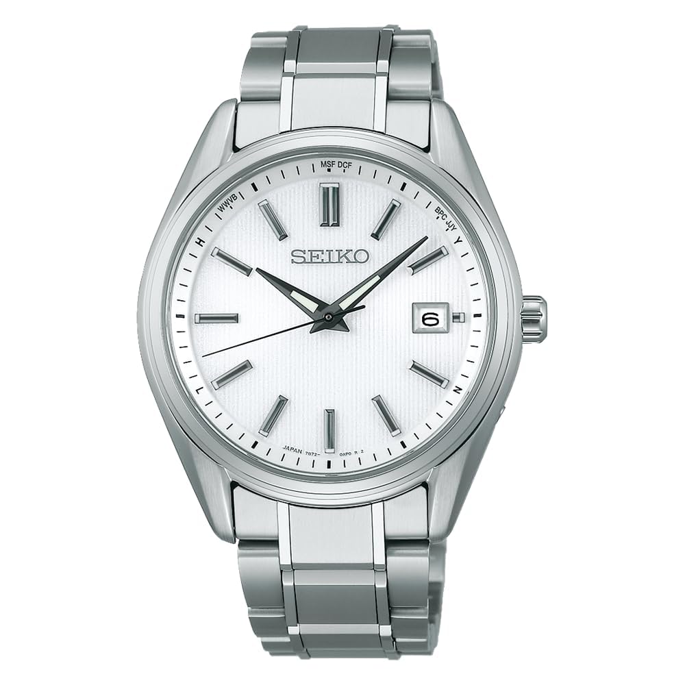 Мужские солнечные радиоуправляемые часы Seiko Selection SBTM337 Белый циферблат Сапфировое стекло Титановый корпус и браслет