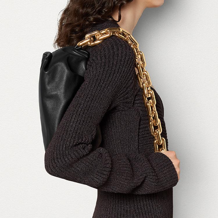 Bottega Veneta Chain Mail Bag With Thick Chain Women Shoulder Bag Black 620230VCP408425