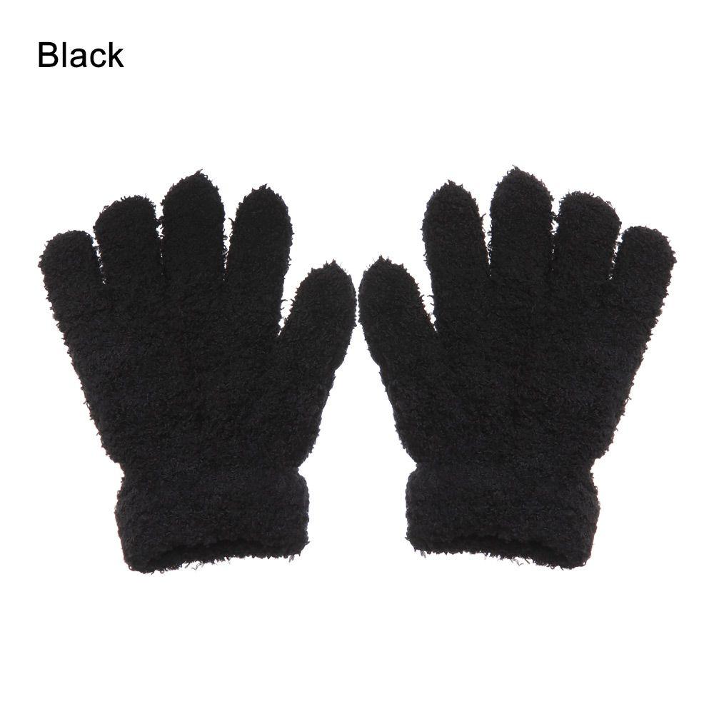 Old Hot Sale Cartoon Soft Warm Lovely Kids Gloves Full Fingers Candy Color Coral Plush Mittens