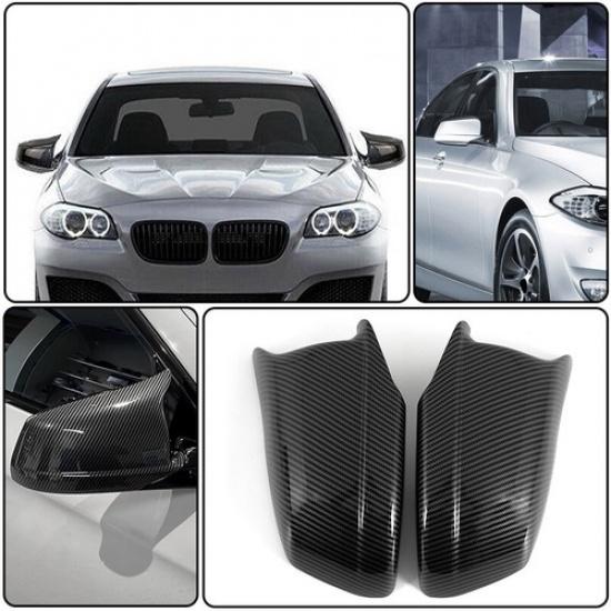 Carbon Fiber Rear View Side Wing Mirror Cover Caps For BMW F10 Pre-LCI 2011-2013