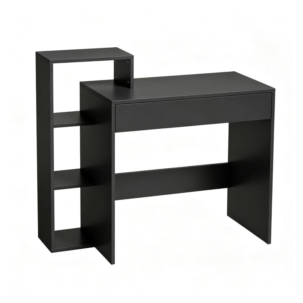 Desk with storage, computer desk with 3 storage shelves and drawer
