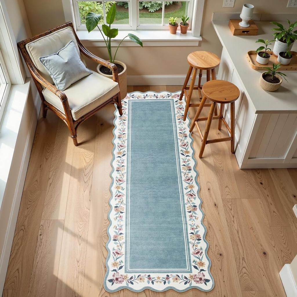 Неправильный коврик-дорожка Модный Ретро Цветочный принт Прикроватный ковер Креативный Легкая роскошь Машинная стирка Кухонный коврик для пола Alfombra