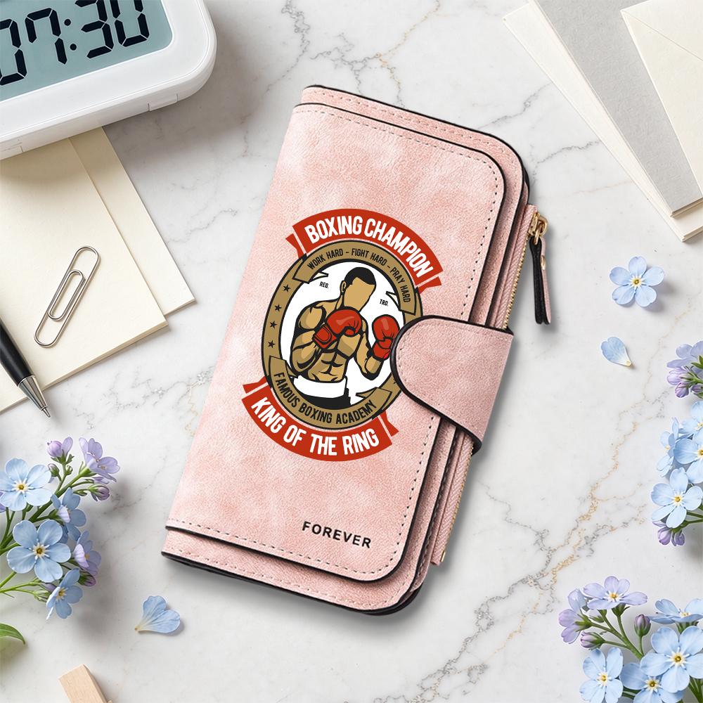 Boxing Champion Print Wallet Fashion Multi Card Pocket Purse Classic Daily Casual Portable Money Holder