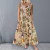 Женское платье макси без рукавов с цветочным принтом, свободный подол, трапециевидное большое распашное платье, лоскутное платье длиной до щиколотки, пляжное платье больших размеров