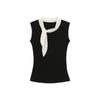 Summer new slim and slim sleeveless top Spice girl design bow polka dot niche chic outer T-shirt