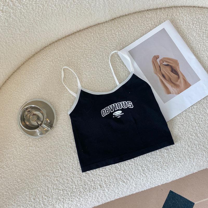 Alphabet Spice Sports Camisole Girly Girl с бюстгальтером-прокладкой под майкой, чтобы предотвратить обнажение и носить короткий топ