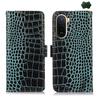 Crocodile Texture Top Layer Cowhide Leather Phone Case For Redmi K100 Pro Max/Poco F9 Ultra 5G, RFID Card Slot Kickstand Wallet Protective Cover