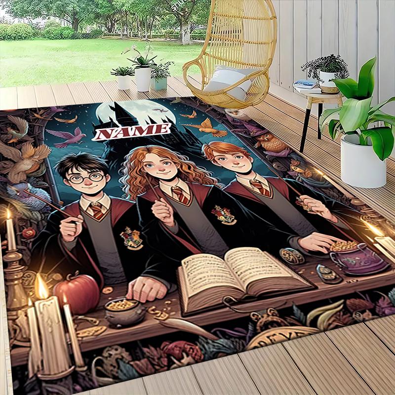 Custom Name "Magic School Adventure" Carpet Rug Customizable Soft Washable Anti-Slip Home Living Room Sofa Mats Personalized Rug. 090956