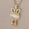 Стильное ожерелье «Маленький кролик» с подвеской «Кошачий глаз» и цепочкой «Волна» - Японский и корейский минималистичный люкс