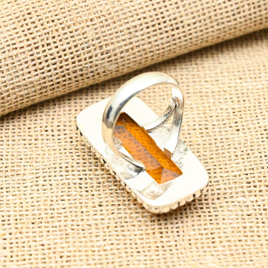 Привлекательный медовый топаз, драгоценный камень ручной работы, ювелирные изделия из стерлингового серебра 925 пробы, прекрасное кольцо для женщин