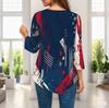 Womens Plus Size Loose Three Quarter Sleeve Blouse Pointed Hem Stylish Casual Top For Ladies Daily Outfit