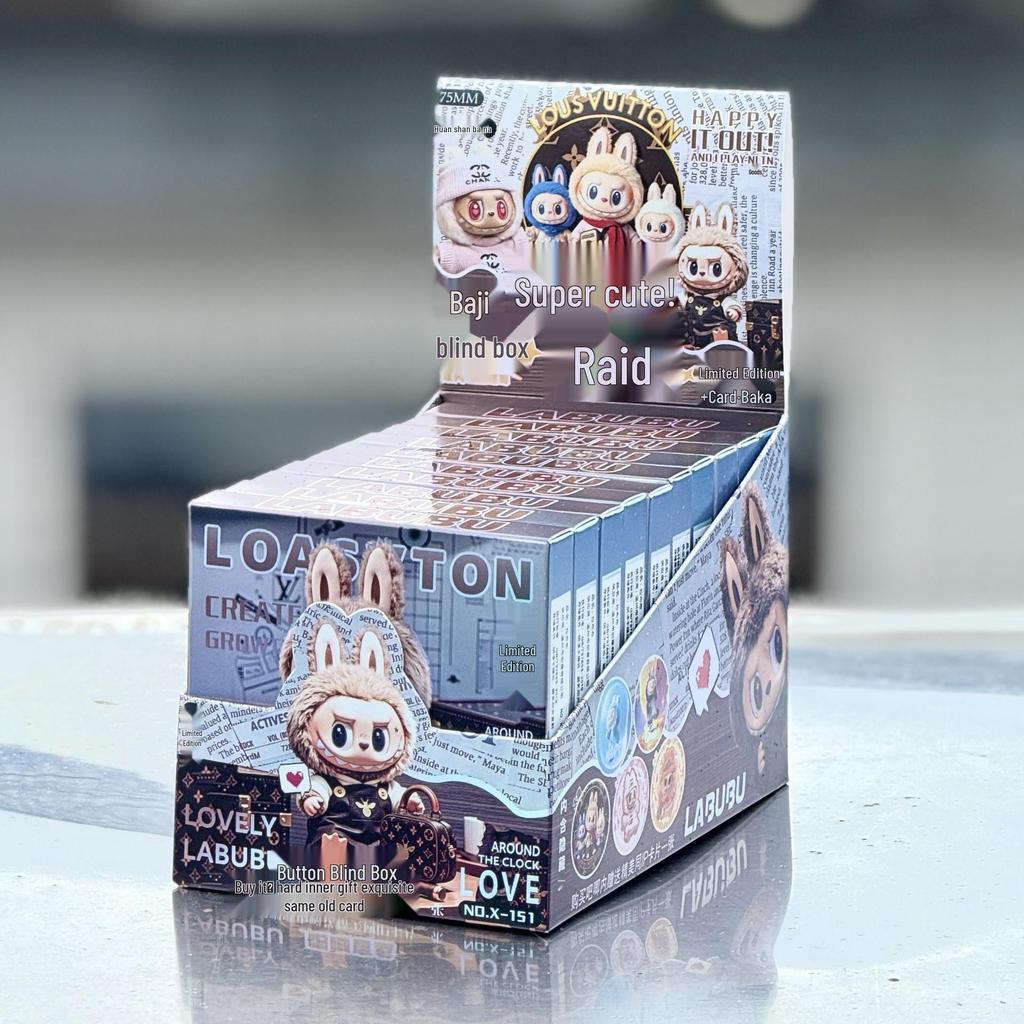 Anime LABUBU Fanmade 75MM Blind Box Button Badge - Double Flash Tinplate Laser Design