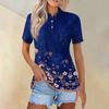 Женская модная повседневная рубашка с короткими рукавами и принтом с лацканами, женские топы на пуговицах